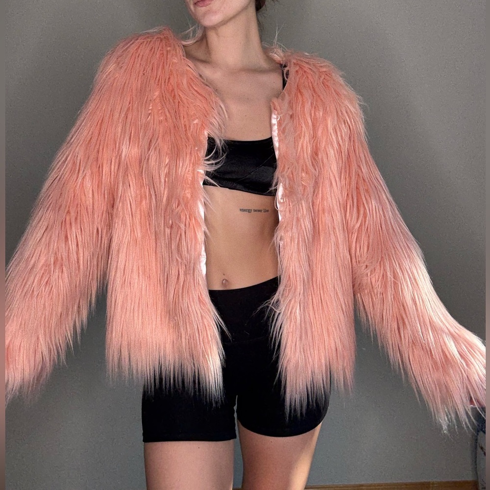 Women's Pink Faux Fur Jacket